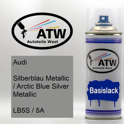 Audi, Silberblau Metallic / Arctic Blue Silver Metallic, LB5S / 5A: 400ml Sprühdose, von ATW Autoteile West.